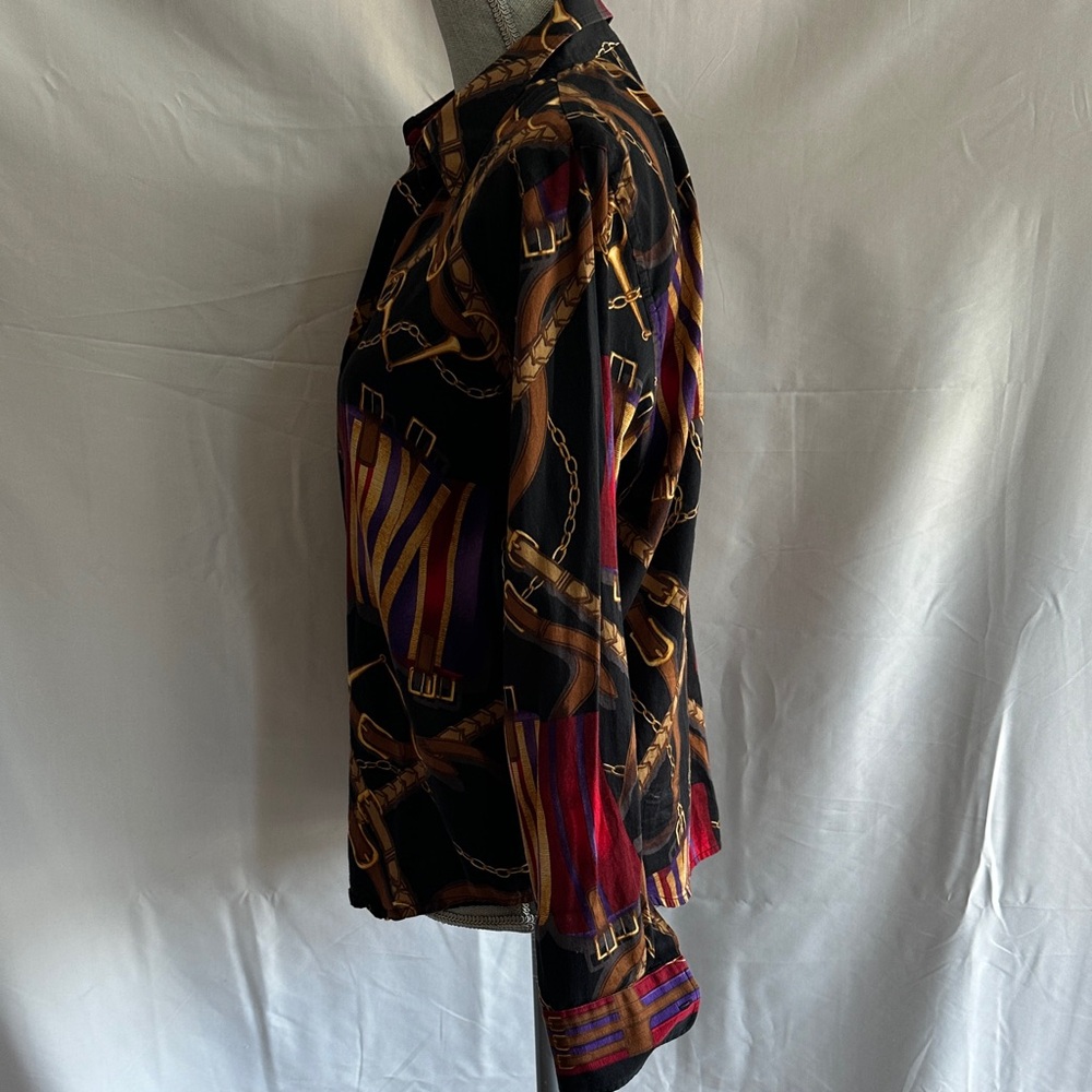 Ralph Lauren Green Label Petite Cotton Garment with Brown and Purple Accents - Picture 6 of 10